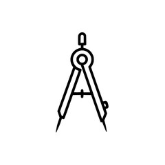 Drafting Compass Line Icon - Simple Vector Outline in minimalistic black and white design