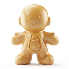 Playful, golden-toned, bread-shaped figurine.