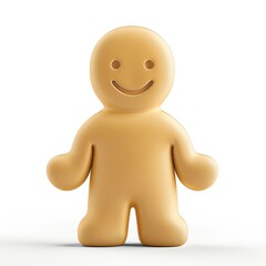 Smiling, light beige figurine, resembling a gingerbread man.