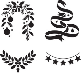 Obraz premium Christmas Garland silhouette set vector illustration isolated On Transparent Background