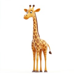 Fototapeta premium Smiling giraffe character against a white background.