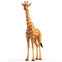 Obraz premium Smiling giraffe character, displayed against white background.