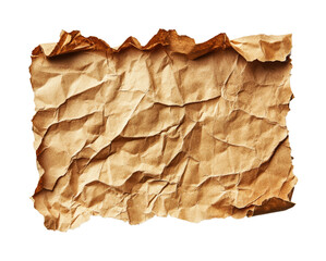 Crumpled old paper texture for design abstract isolated on transparent background