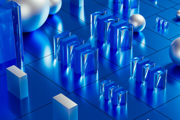 Dynamic geometric shapes create engaging 3D technological background