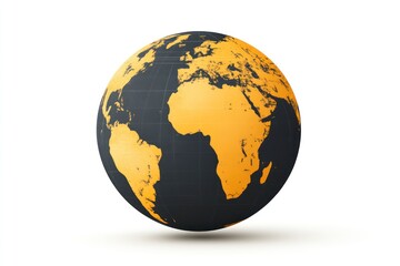 Fototapeta premium Stylized Earth Globe Global Connectivity Orange and Black World Map