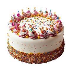 Birthday cake celebration with colorful sprinkles party venue food isolated on transparent background
