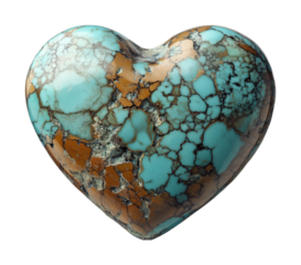 Turquoise heart sculpture display home creative environment isolated on transparent background