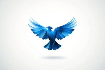 Obraz premium Stylized Blue Bird in Flight with Abstract Feathers Ideal for Freedom Spirituality and Natur