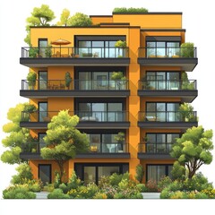 Fototapeta premium Luxury Apartment Building: Modern Architecture and Urban Oasis
