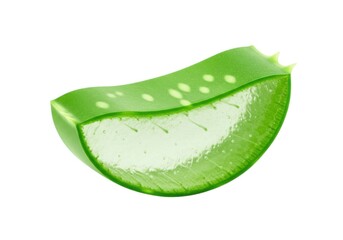 Aloe vera slice fresh green plant closeup white isolated on white background