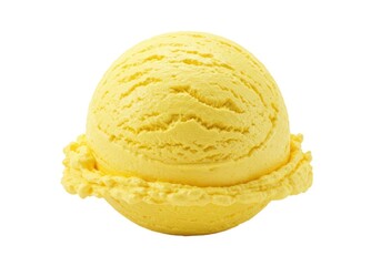Scoop of yellow ice cream isolated on white background