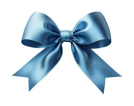 Elegant blue ribbon bow gift wrapping digital isolated on transparent background