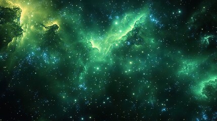 High resulation image of sky galaxy outer space nebula, thousand stars and green galaxy combination with various fractal ideas.
