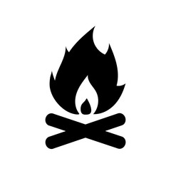 Illustration of a campfire symbol featuring flames and logs, representing outdoor gatherings and warmth of nature