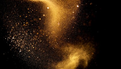 vertical sgot of abstract magic gold dust background over black beautiful golden art widescreen background