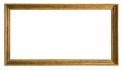  Artistic gilded antique picture frame (panoramic format) with transparent background, png image.