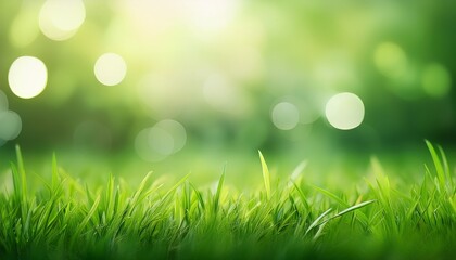 Obraz premium lush green grass with soft bokeh background