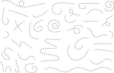 Hand drawn lines set. Hand drawn freehand different curved lines, swirls arrows. Curved arrow line. Doodle, sketch style. Isolated Vector illustration.