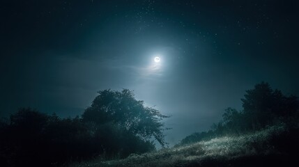 Obraz premium Moonlight night over trees