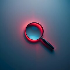 Futuristic Magnifying Glass with Neon Red Lighting &ndash; Digital Discovery Tool