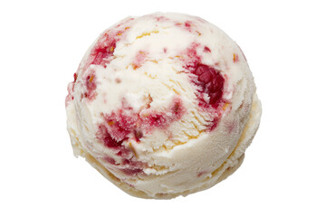 Lody malinowe na przezroczystym tle z widocznymi kawałkami owoców i delikatną strukturą

