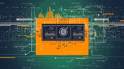 Obraz premium Flat Illustration of Peer to Peer Network Drawn a Bold Colored Note for Visual Tech Concept Mapping