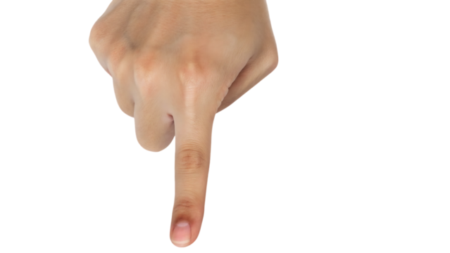 Close-Up Hand Gesture – Pointing Finger Isolated on png