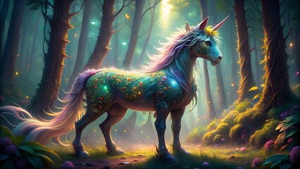 AI-Generated Mythical Creature &ndash; Glowing Unicorn Fantasy Art