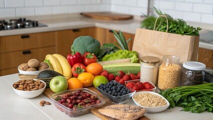 Plant-Based Grocery Haul &ndash; Copy Space for Wellness Marketing