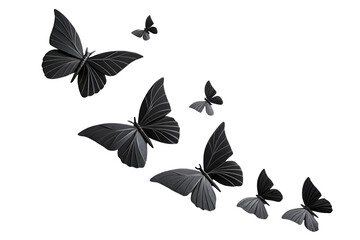 butterfly on transparent background, Black paper butterflies, black Butterflies, black origami butterflies 