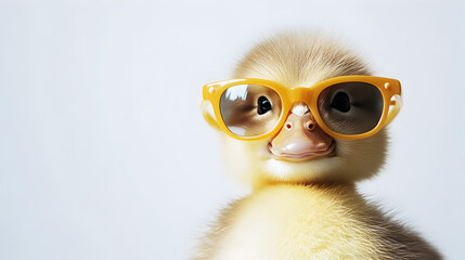 Fototapeta premium A duck wearing sunglasses is the main focus of the image