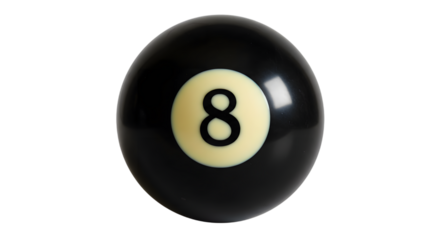 Realistic Black 8 Ball from Billiards Isolated on PNG Background.