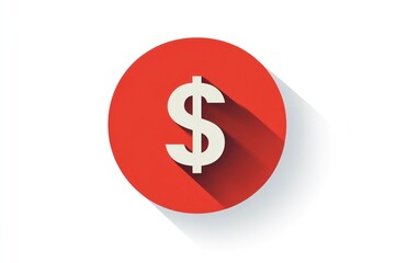 Obraz premium Dollar Sign Icon on Red Circle Background for Finance and Business Concepts