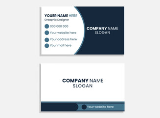 Blue modern creative business card and name card, horizontal simple clean template vector desing , layout in rectangle size.