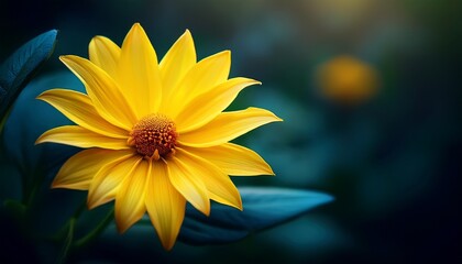 Obraz premium single fresh yellow flower that is blooming