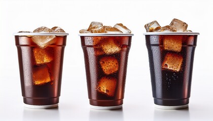 cola in disposable takeaway cup isolated on white background