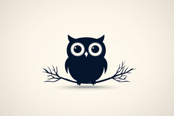 Fototapeta premium Charming Owl Perched on a Branch Minimalist Design for Nature and Wildlife Themes