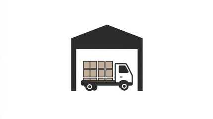 Truck delivering packages to warehouse