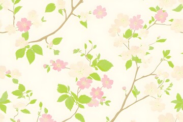 Seamless Pastel Pink White Blossom Floral Pattern