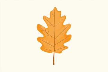 Autumn Leaf Illustration Vibrant Orange Oak Leaf with Detailed Veins for Seasonal Designs and