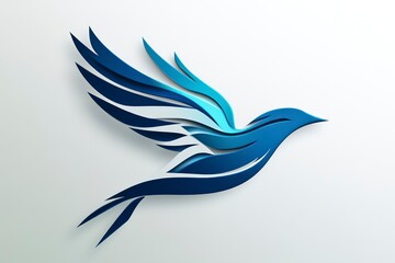 Naklejka premium Abstract Blue Bird in Flight Dynamic Wings and Tail Design for Creativity and Freedom