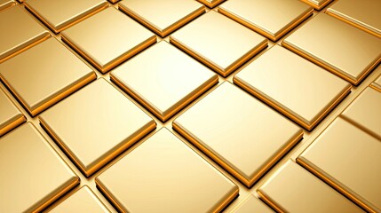 Naklejka premium Golden Square Texture Background: Abstract Geometric Pattern of Shiny Cubes