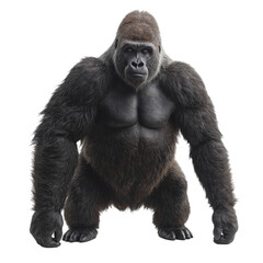Isolated intimidating silverback gorilla exuding strength and dominance