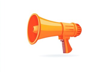A vibrant orange megaphone isolated on a white background ideal for communication announcemen