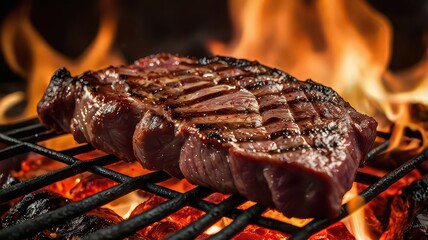Grilled beef fire background