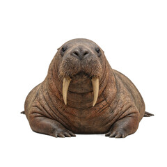 Obraz premium Isolated burly walrus with long tusks resting gracefully in the center