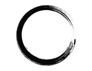 Black brush circle. A round stamp vector was isolated on the background, and a painted black brush circle vector was painted.
