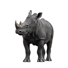 Obraz premium Isolated majestic black rhino standing proudly