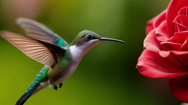 Colibri y Rosa Roja