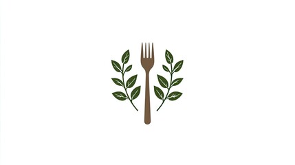 Simple Minimalist Fork and Olive Branch Logo Design